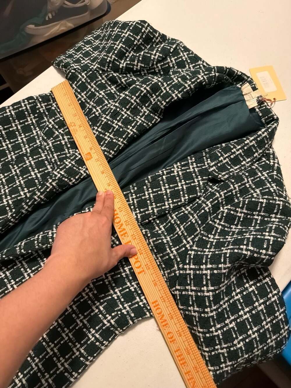 Entro Women's Green and White Plaid Tweed Blazer Jacket Small - Picture 7 of 7